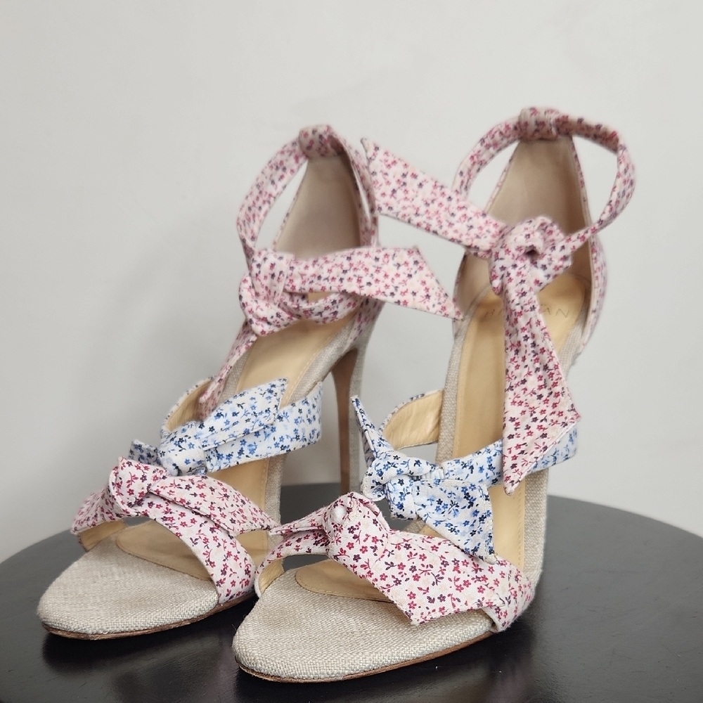 Alexandre Birman Lolita Bow Floral Heels Sandals Size 6 Designer Ankle Tie bow - Picture 3 of 11